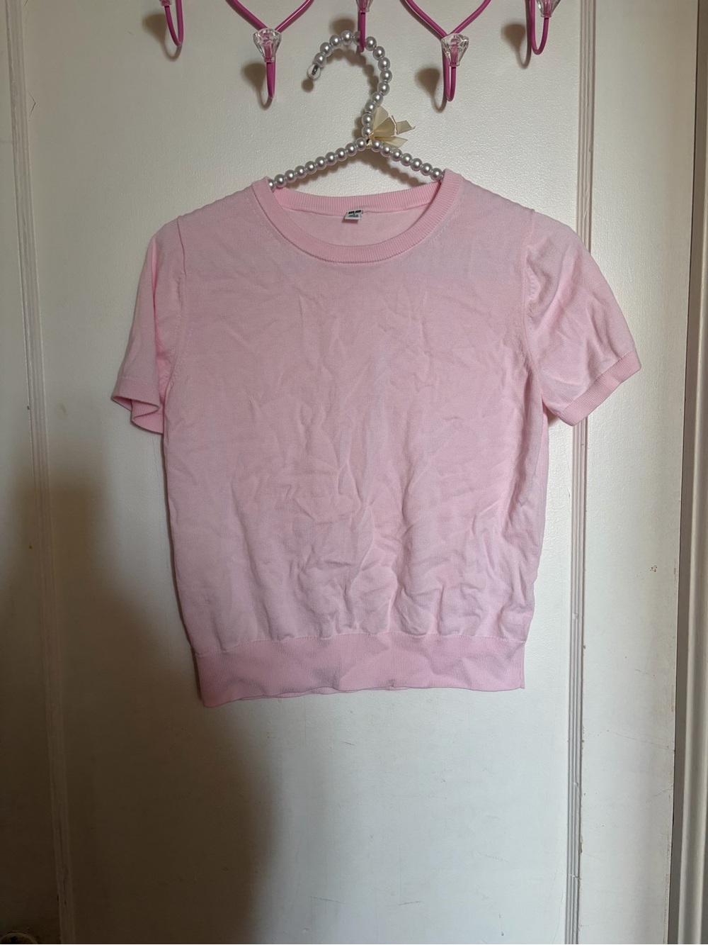 Uniqlo Pastel Pink Crewneck Knit Tee